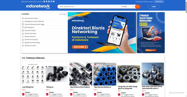 Security scan screenshot of https://www.indonetwork.co.id