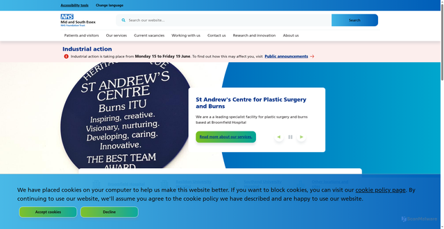 Security scan screenshot of http://www.southend.nhs.uk