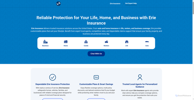 Security scan screenshot of https://en-erieinsurance.com/