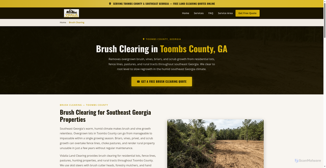 Security scan screenshot of https://vidalialandclearing.com/brush-clearing.html