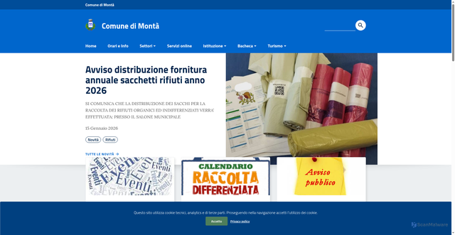 Security scan screenshot of https://www.comune.monta.cn.it/