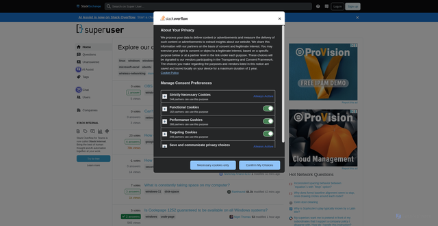 Security scan screenshot of https://superuser.com/