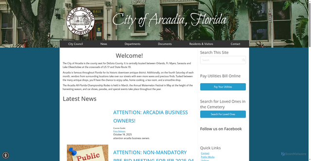 Security scan screenshot of https://arcadia-fl.gov/