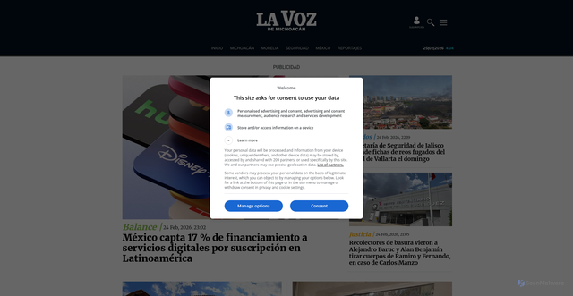 Security scan screenshot of https://nuevo.lavozdemichoacan.com.mx