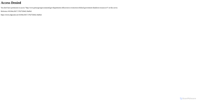 Security scan screenshot of https://www.princegeorgescountymd.gov/departments-offices/news-events/news/federal-government-shutdown-resources-0