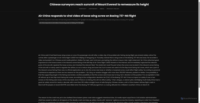 Security scan screenshot of https://ideinsightnest-dpnhn9tlsd7i.edgeone.app/air-china-responds-to-viral-video-of-loose-wing-screw-on-boeing-737-ng-flight.html