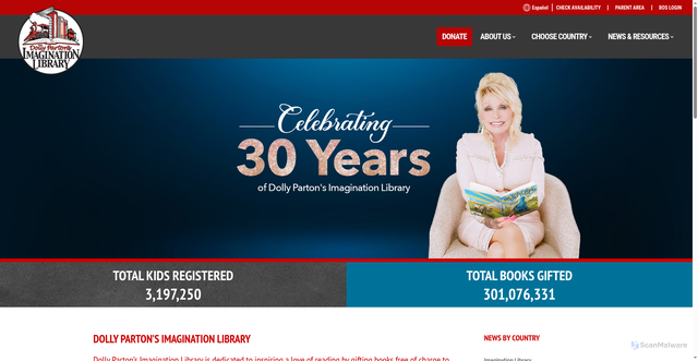 Security scan screenshot of https://imaginationlibrary.com/