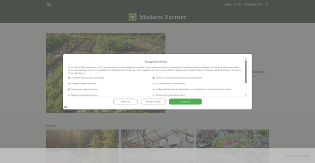 Security scan screenshot of https://modernfarmer.com