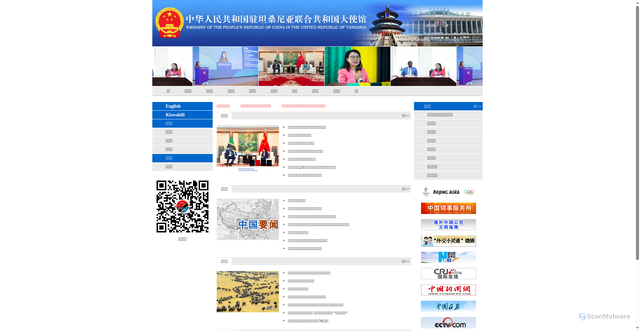Security scan screenshot of https://tz.china-embassy.gov.cn