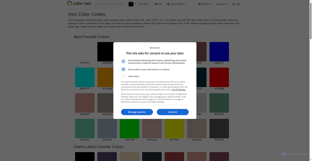 Security scan screenshot of color-hex.org