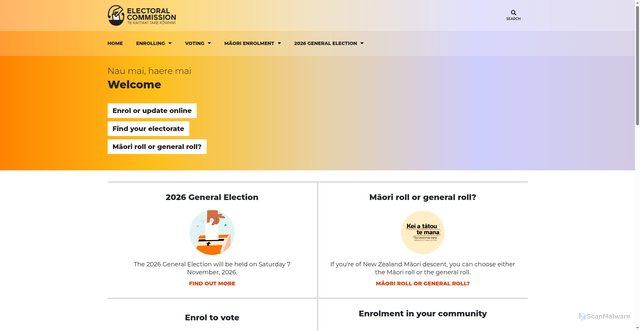 Security scan screenshot of http://www.elections.org.nz/
