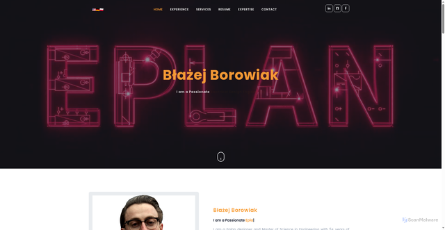 Security scan screenshot of http://blazejborowiak.com/en.html