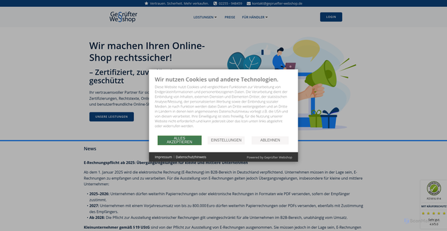 Security scan screenshot of https://gepruefter-webshop.de