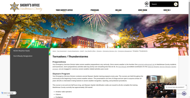 Security scan screenshot of https://www.washtenaw.org/1769/Tornadoes-Thunderstorms