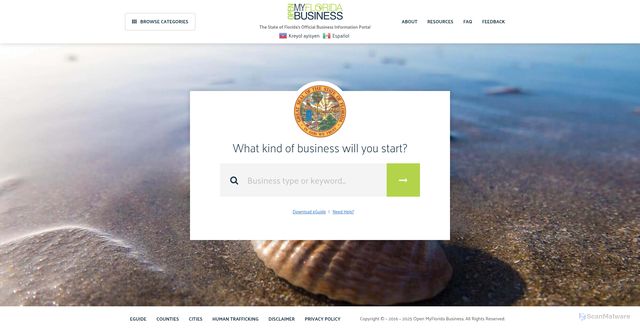 Security scan screenshot of https://openmyfloridabusiness.gov/
