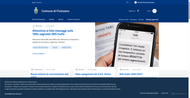Security scan screenshot of https://www.comune.fivizzano.ms.it