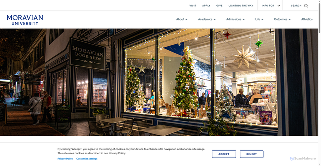 Security scan screenshot of https://www.moravian.edu/about/historic-bethlehem