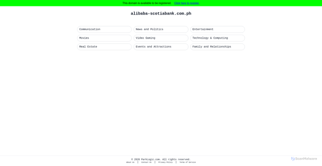Security scan screenshot of http://alibaba-scotiabank.com.ph/