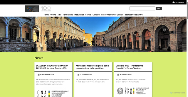 Security scan screenshot of https://www.architettifermo.it/