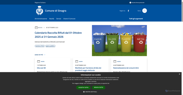 Security scan screenshot of https://www.comune.sinagra.me.it/it