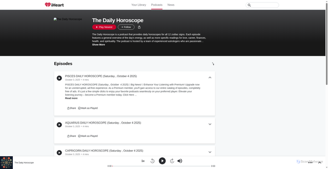 Security scan screenshot of https://www.iheart.com/podcast/269-the-daily-horoscope-115582988/