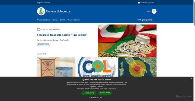 Security scan screenshot of https://www.comune.andretta.av.it