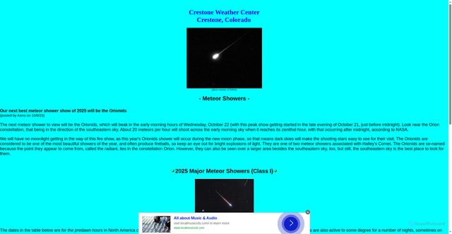 Security scan screenshot of https://www.keno.org/vws/meteor_showers.htm