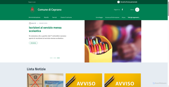Security scan screenshot of https://comune.ceprano.fr.it/