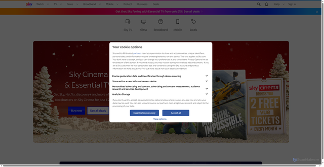 Security scan screenshot of https://www.sky.com/