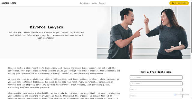 Security scan screenshot of https://sunrise-legal.pages.dev/services/divorce