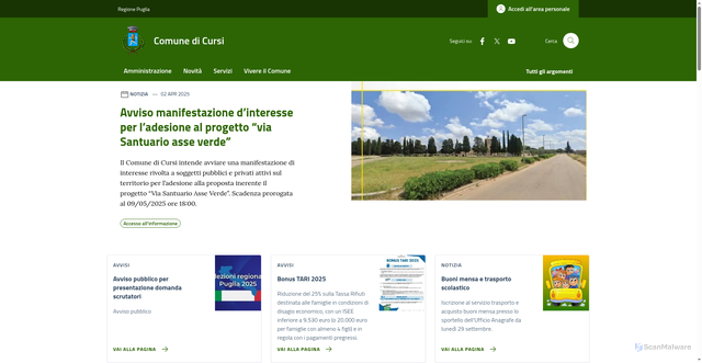 Security scan screenshot of https://comune.cursi.le.it/