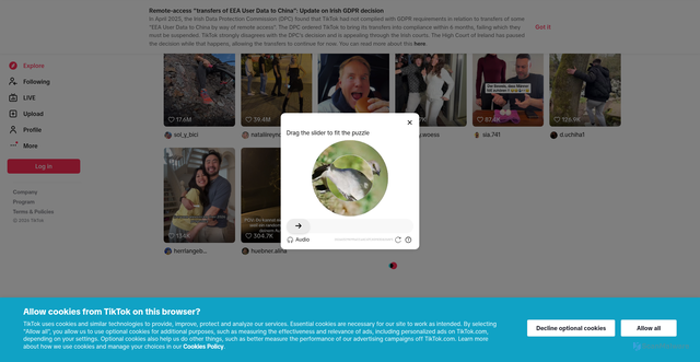 Security scan screenshot of https://www.tiktoklinksafety.eu