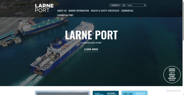 Security scan screenshot of https://www.portoflarne.co.uk/