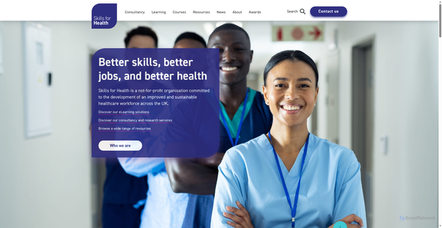 Security scan screenshot of https://www.skillsforhealth.org.uk:443/