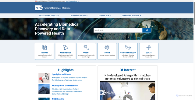 Security scan screenshot of https://mainweb.awsprod.nlm.nih.gov