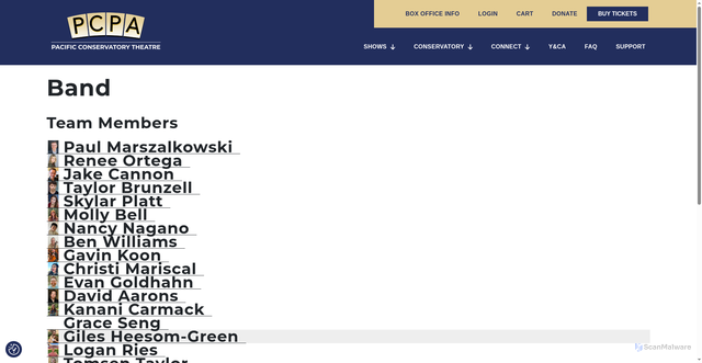 Security scan screenshot of https://pcpa.org/events/band/ryan-tse/