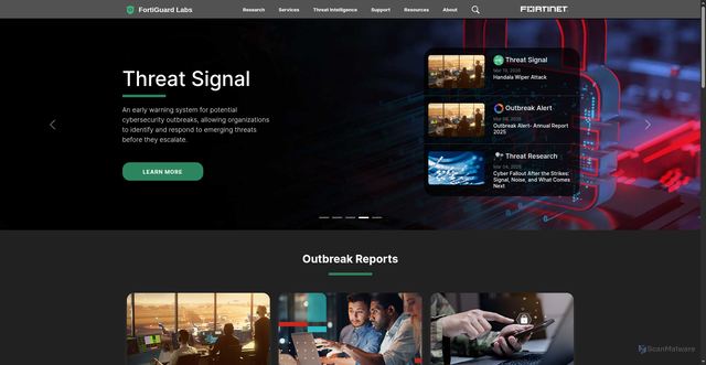 Security scan screenshot of https://fortiguard.fortinet.com
