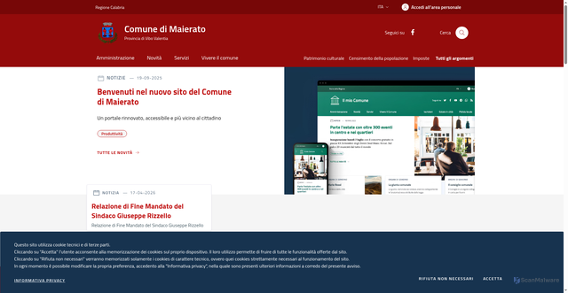 Security scan screenshot of https://www.comune.maierato.vv.it