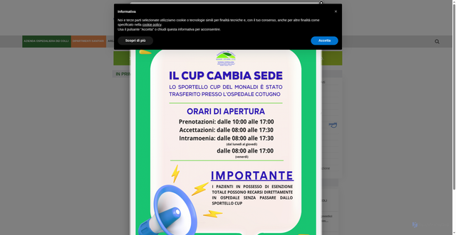 Security scan screenshot of https://www.ospedalideicolli.it/