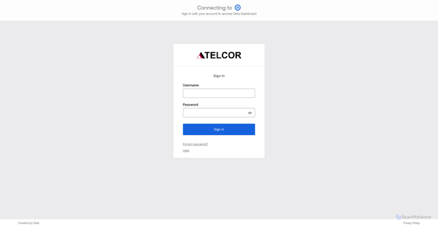 Security scan screenshot of https://telcor.okta.com