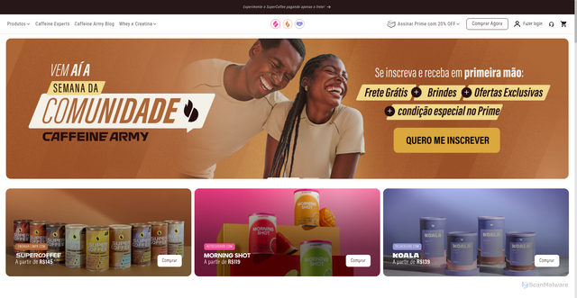 Security scan screenshot of http://caffeinearmy.shop/