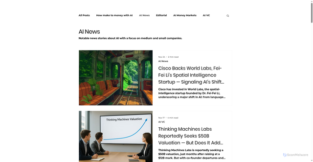 Security scan screenshot of https://www.themarketai.com/ainews/categories/ai-news