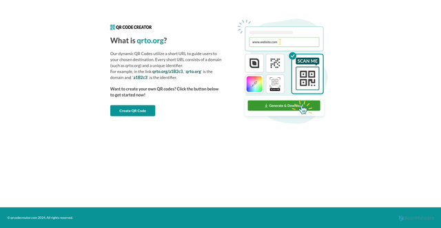 Security scan screenshot of https://qrto.org