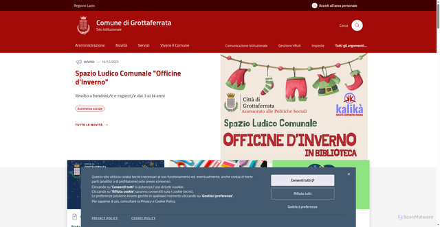 Security scan screenshot of https://comune.grottaferrata.roma.it/