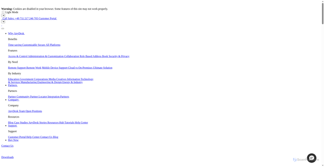 Security scan screenshot of anydesk.com
