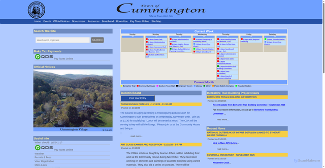 Security scan screenshot of https://cummington-ma.gov/