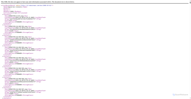 Security scan screenshot of https://mapseries-tilesets.s3.amazonaws.com