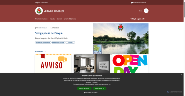 Security scan screenshot of https://www.comune.seniga.bs.it/it
