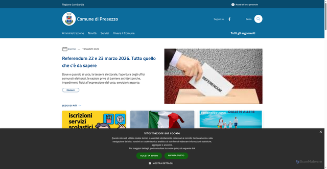 Security scan screenshot of https://www.comune.presezzo.bg.it