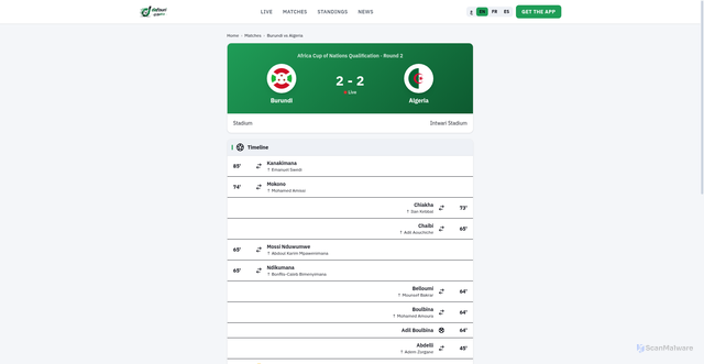Security scan screenshot of https://dafouri.net/match/6040358?lang=en